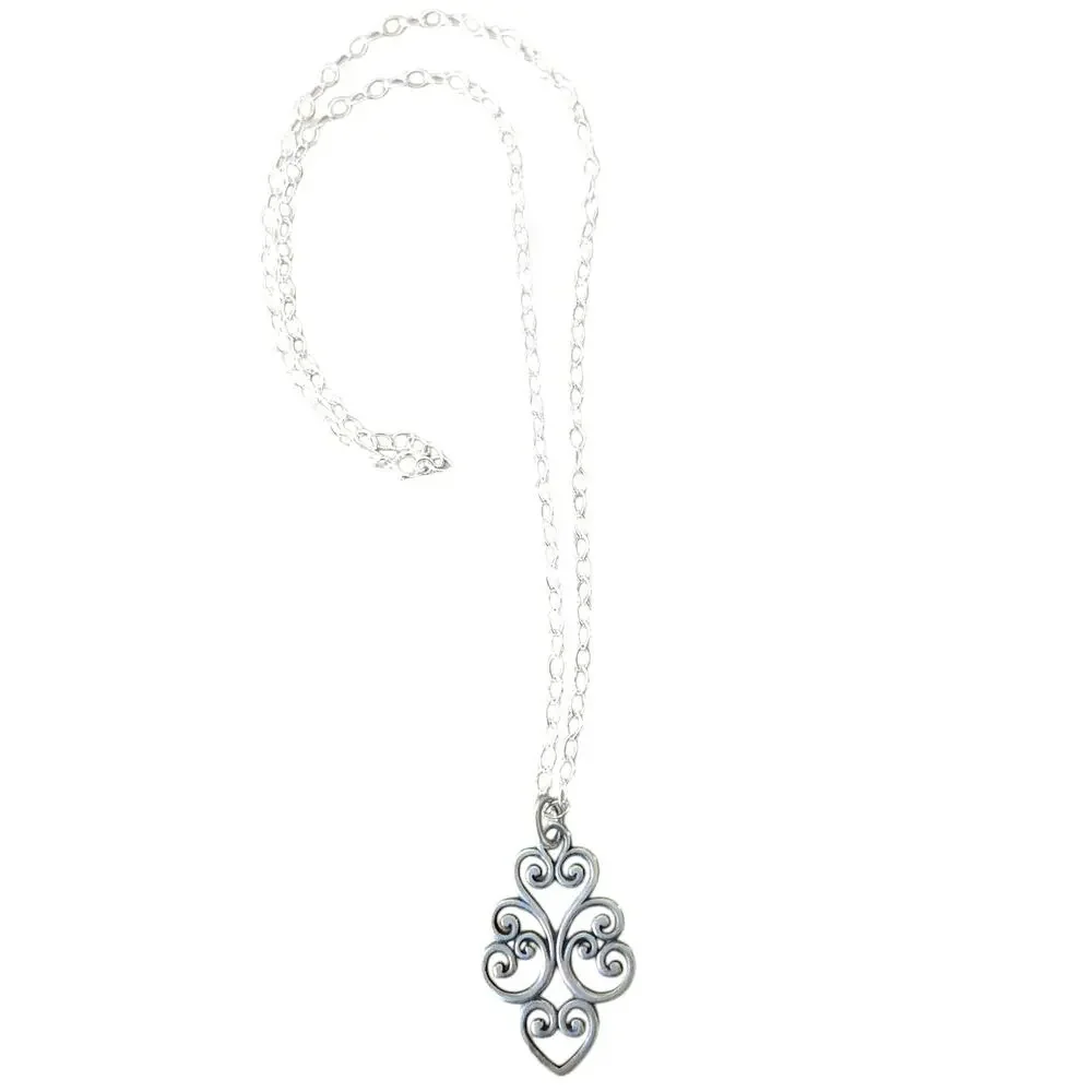 JAMES AVERY 925 sterling silver Jubilant Heart necklace scroll pendant Retired - Picture 5 of 5